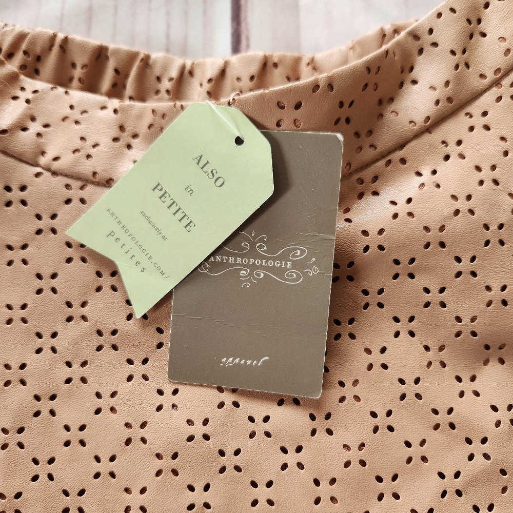 NWT Anthropologie "Astral Swing Skirt" Faux Leather Perforated | Women's Size 10 - Picture 7 of 12